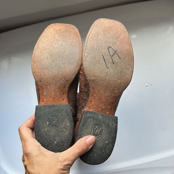 Dan Post square toe brown low heeled mid calf cowboy western boots DP 3426 - Picture 7 of 10